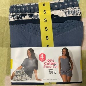 Felina Blue and White Cotton Sleep Set